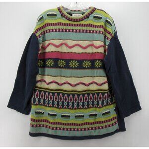 VINTAGE Benetton Sweater Medium Pullover 3D Textured Geometric Italy